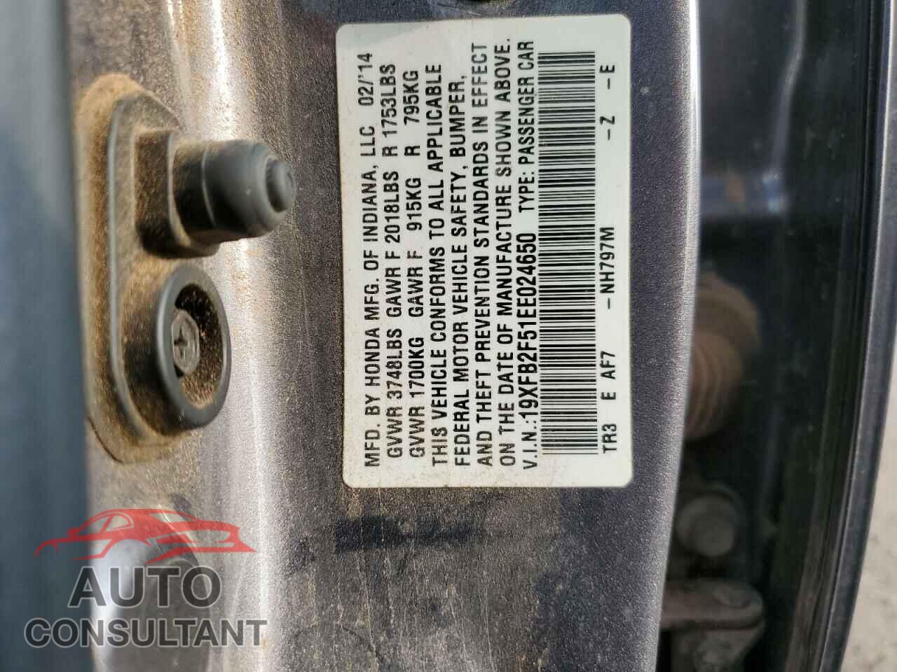 HONDA CIVIC 2014 - 19XFB2F51EE024650