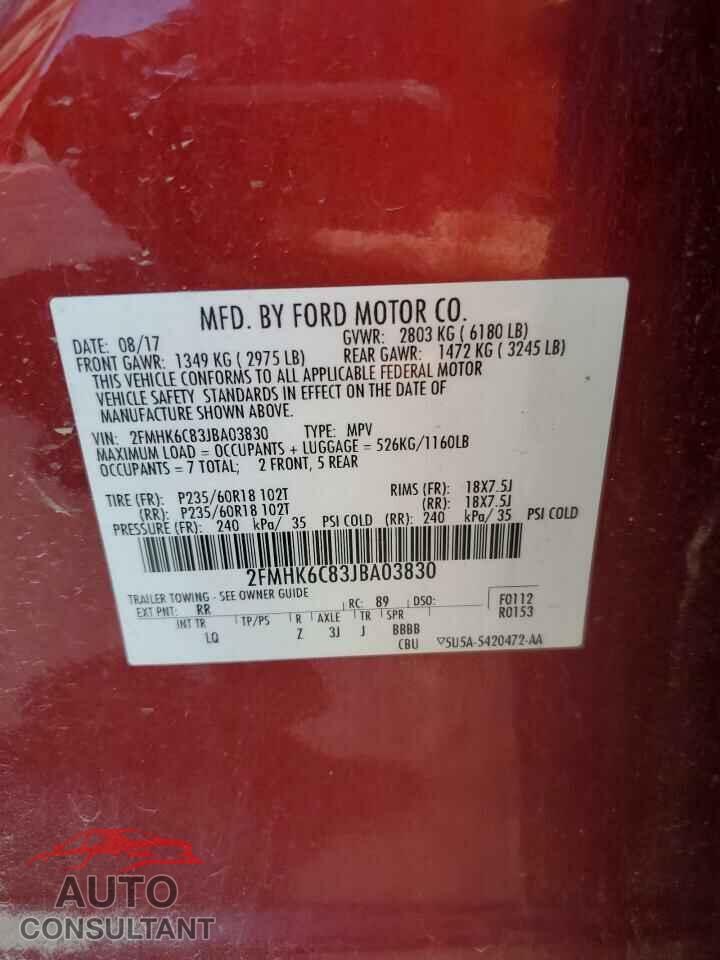 FORD FLEX 2018 - 2FMHK6C83JBA03830