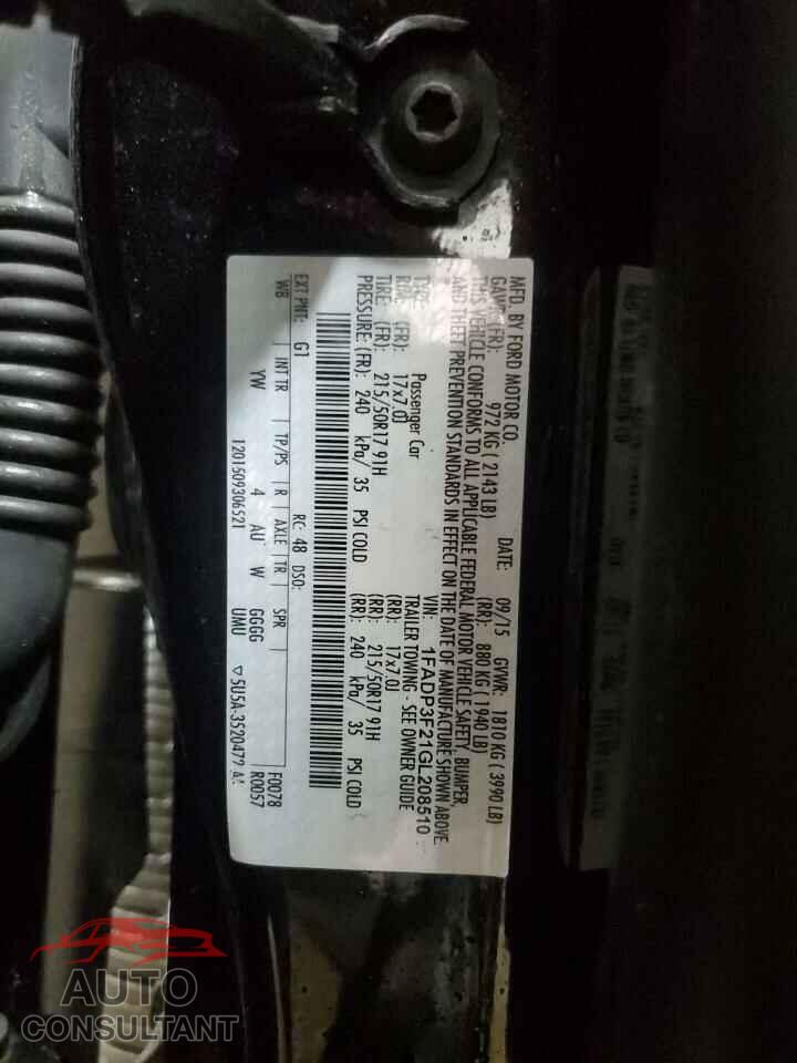 FORD FOCUS 2016 - 1FADP3F21GL208510
