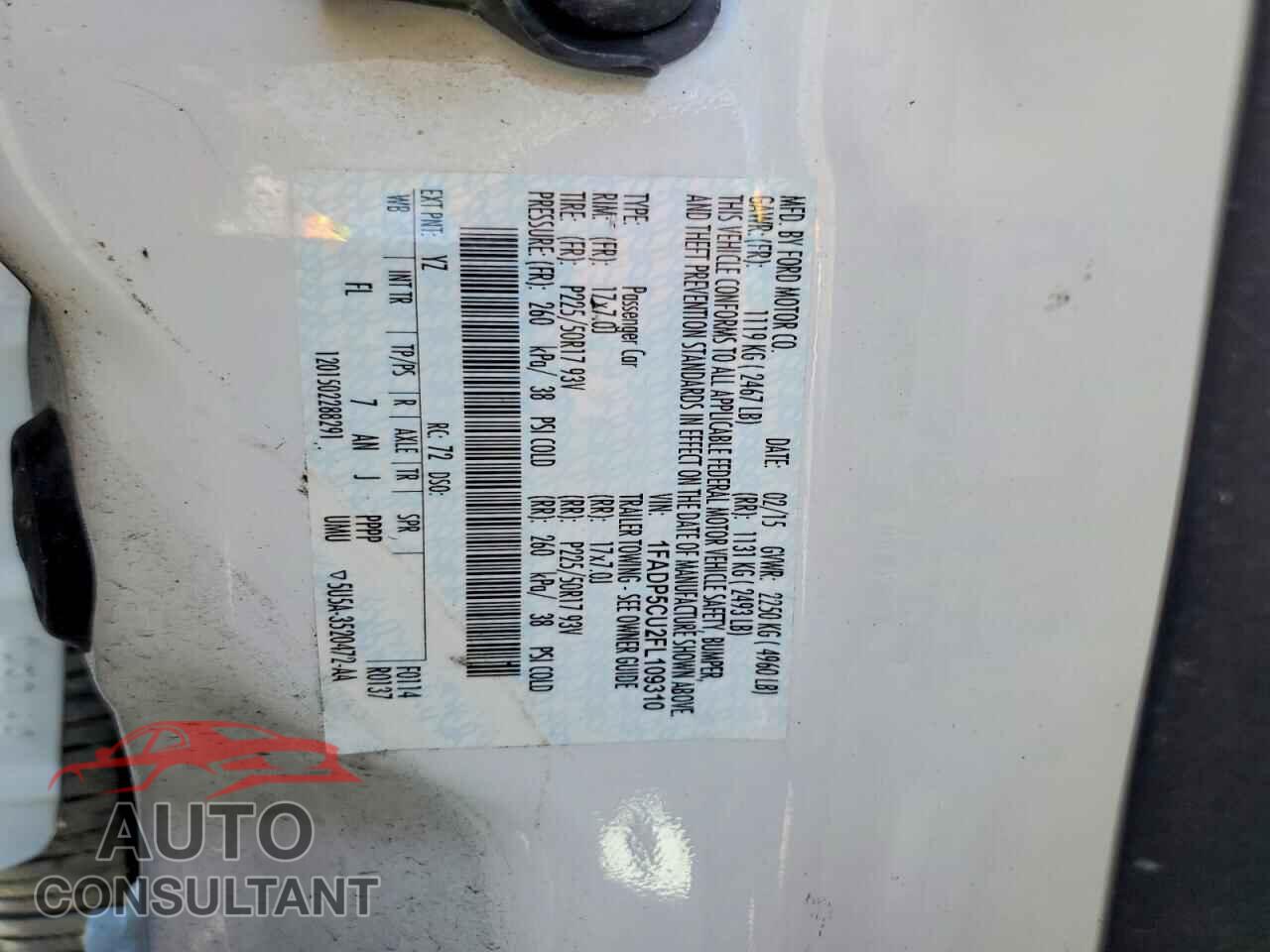 FORD CMAX 2015 - 1FADP5CU2FL109310