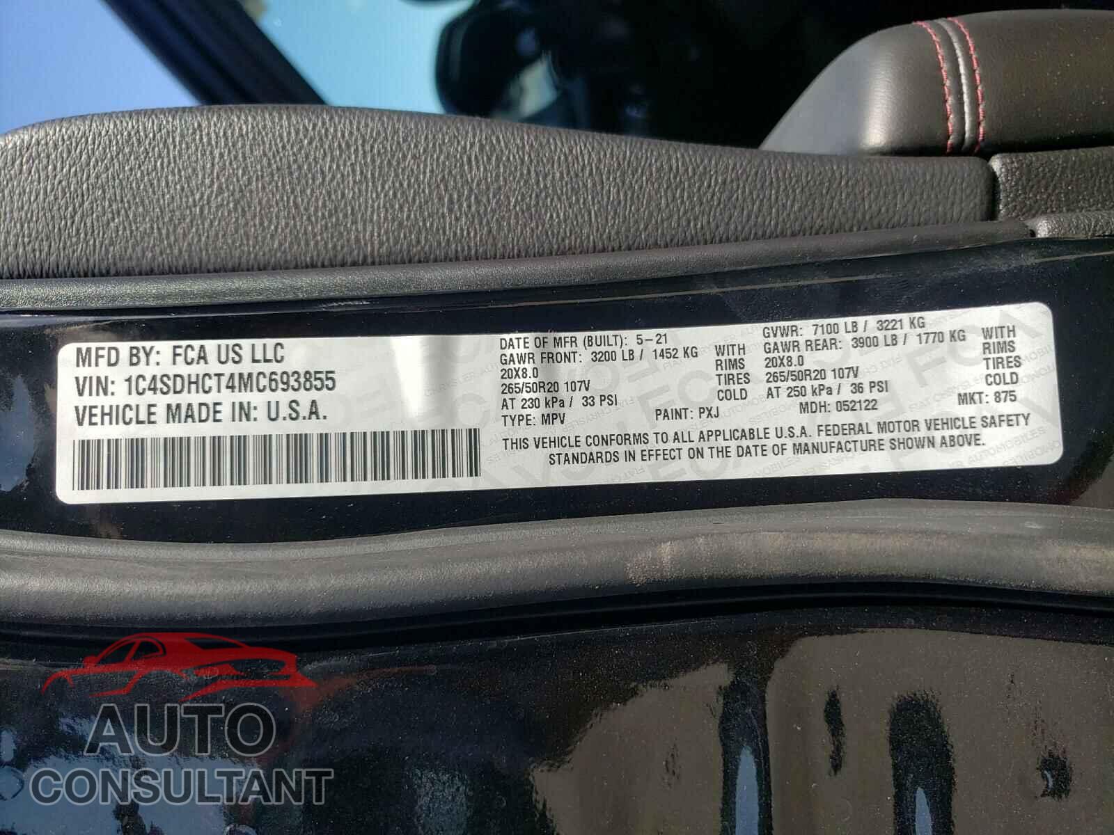 DODGE DURANGO 2021 - 1C4SDHCT4MC693855