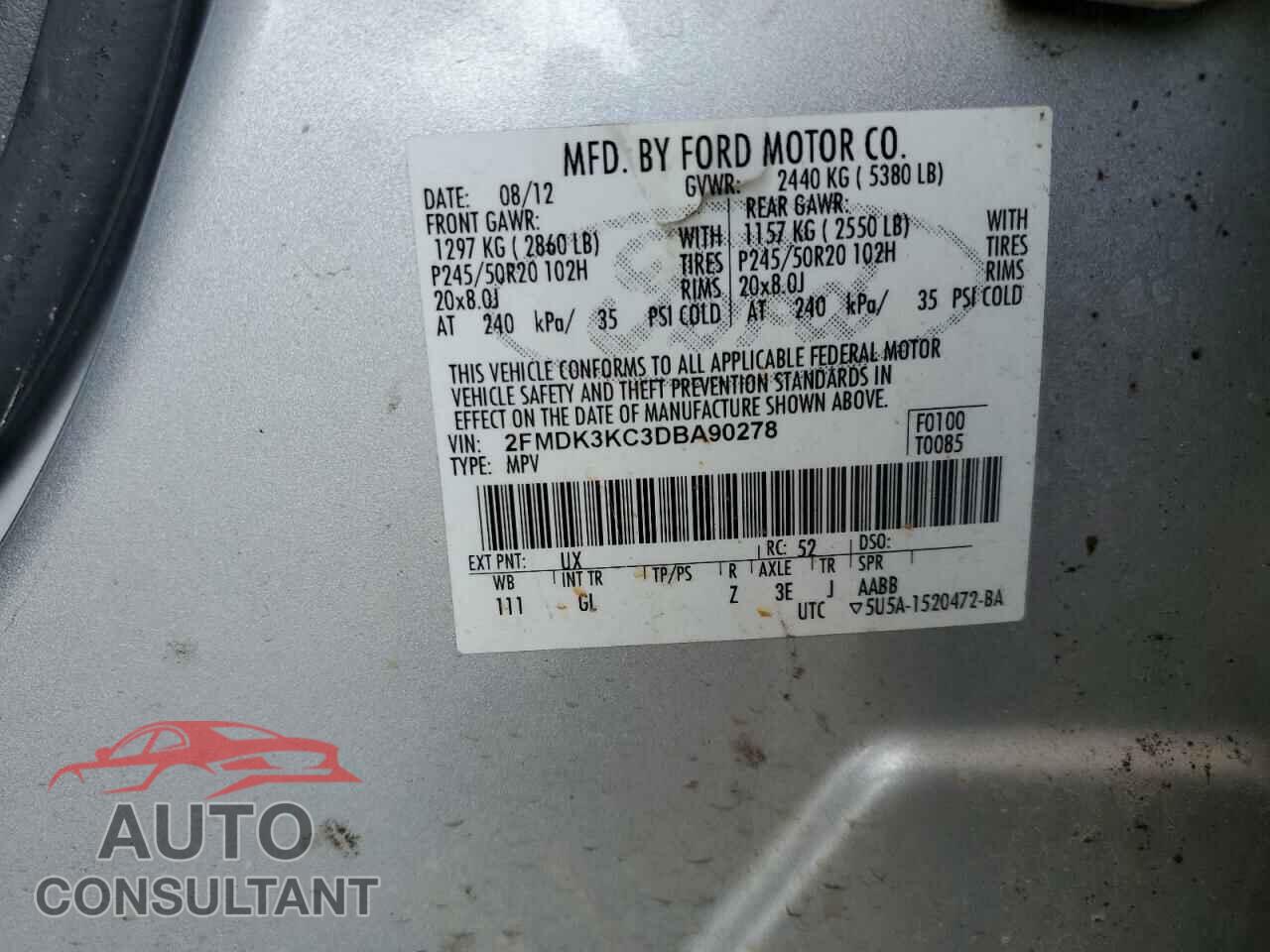 FORD EDGE 2013 - 2FMDK3KC3DBA90278