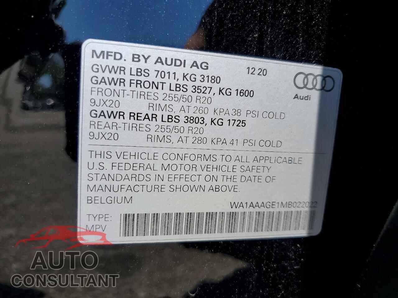 AUDI E-TRON 2021 - WA1AAAGE1MB022022