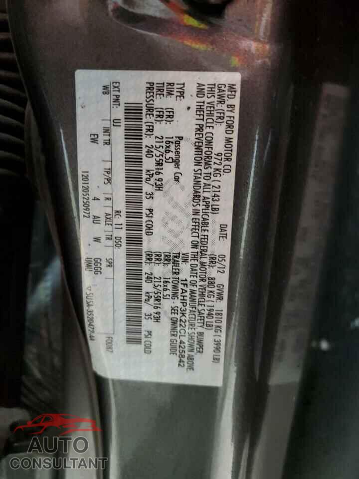 FORD FOCUS 2012 - 1FAHP3K22CL425842