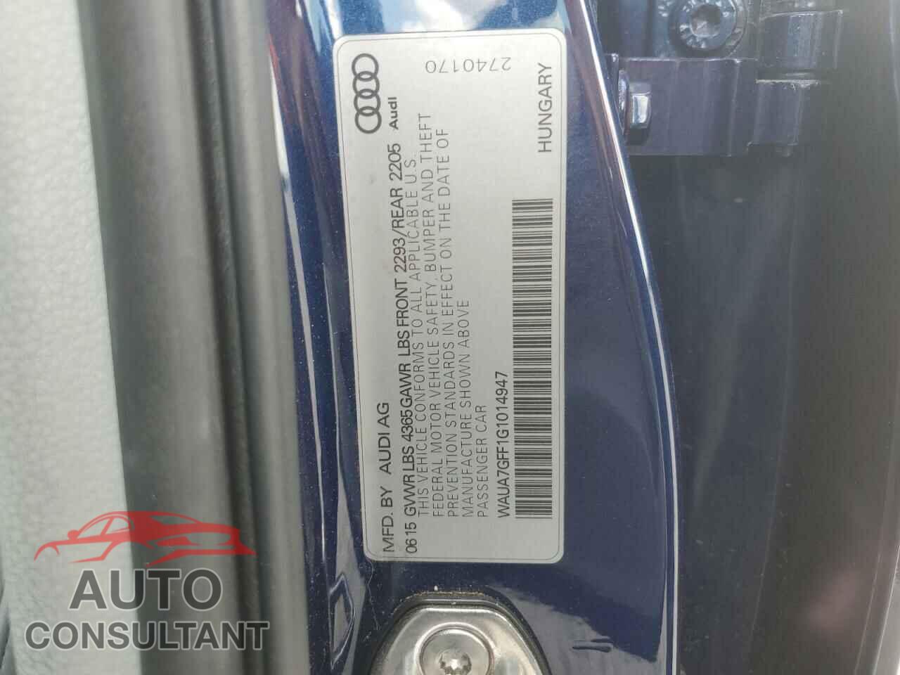 AUDI A3 2016 - WAUA7GFF1G1014947