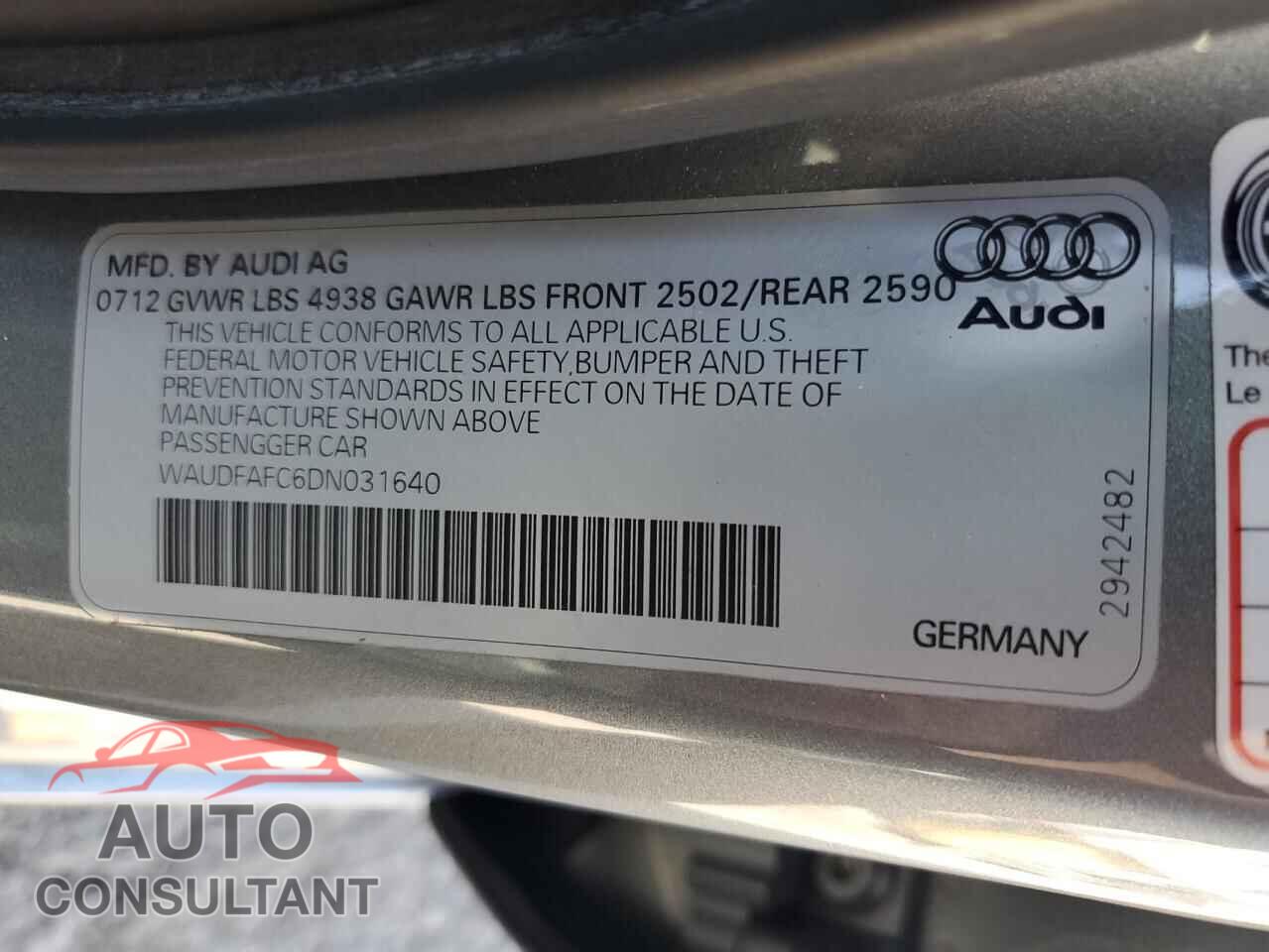 AUDI A6 2013 - WAUDFAFC6DN031640
