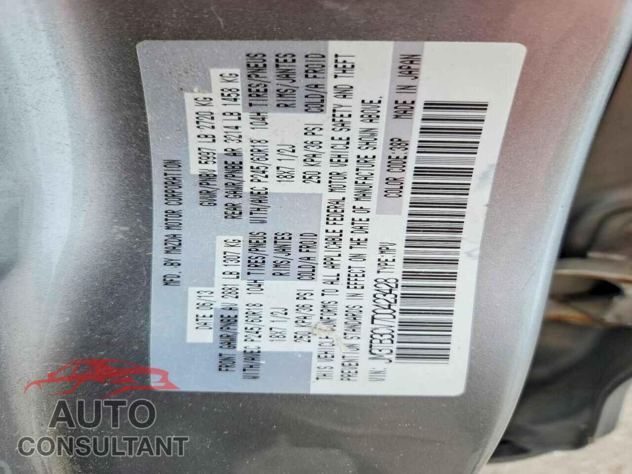 MAZDA CX-9 2013 - JM3TB3CV7D0423428