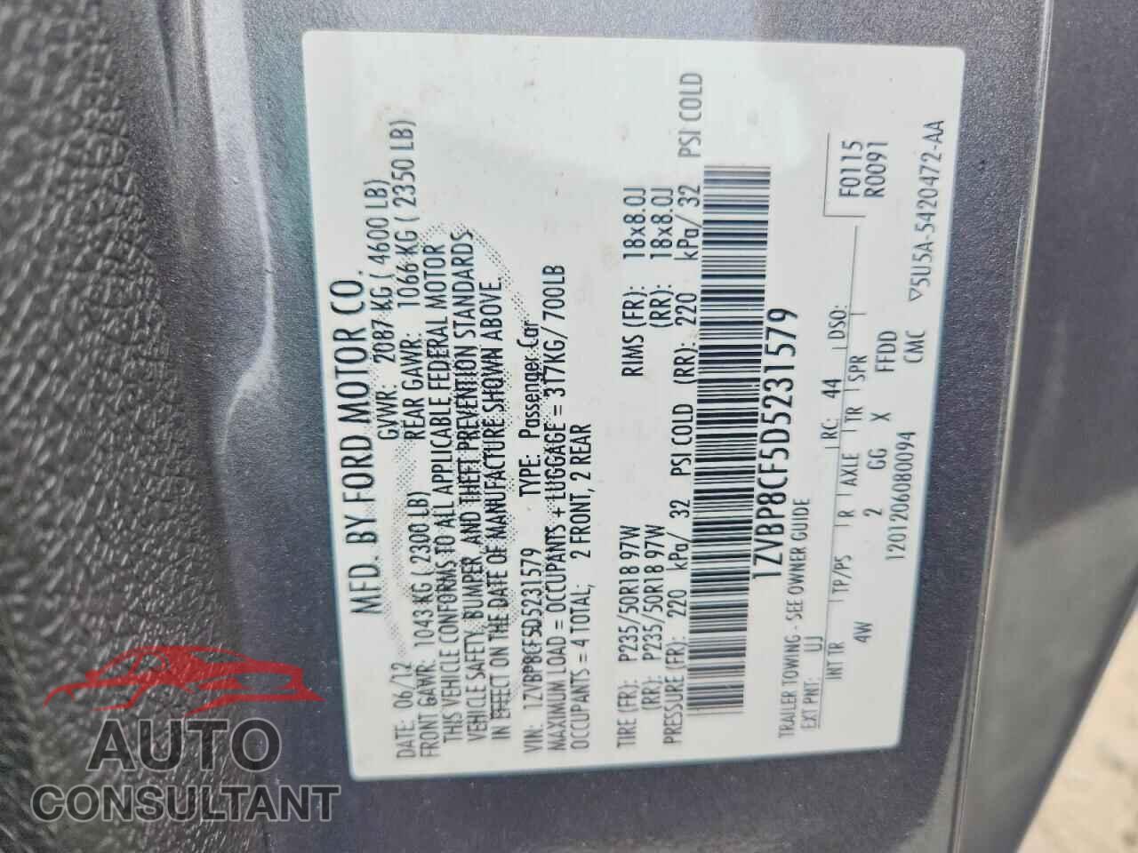 FORD MUSTANG 2013 - 1ZVBP8CF5D5231579