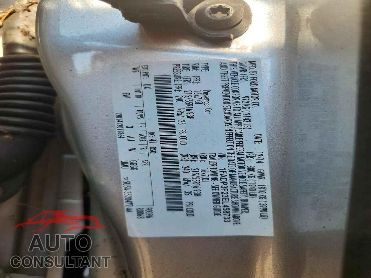 FORD FOCUS 2014 - 1FADP3F23EL458733