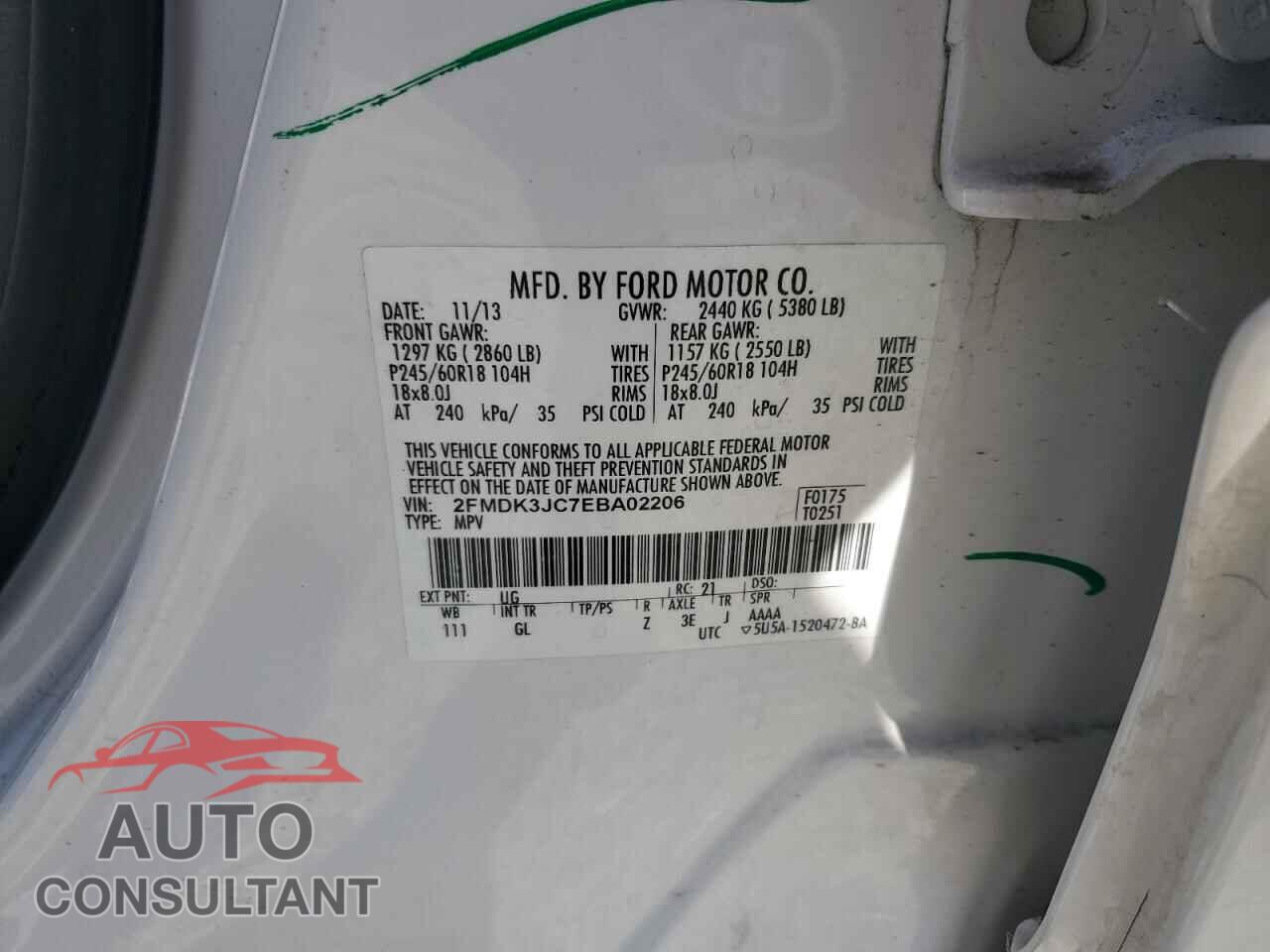 FORD EDGE 2014 - 2FMDK3JC7EBA02206