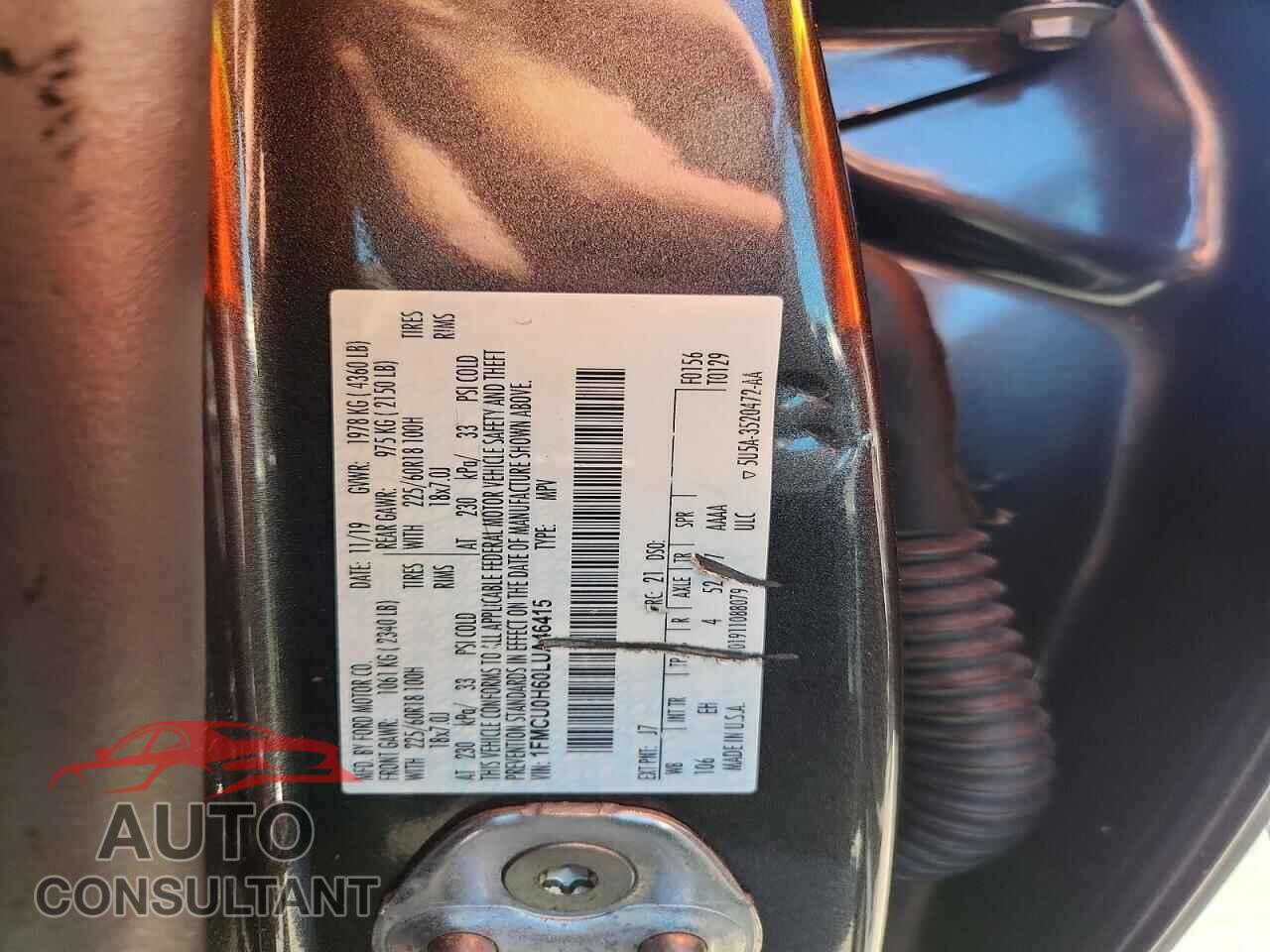 FORD ESCAPE 2020 - 1FMCU0H60LUA46415