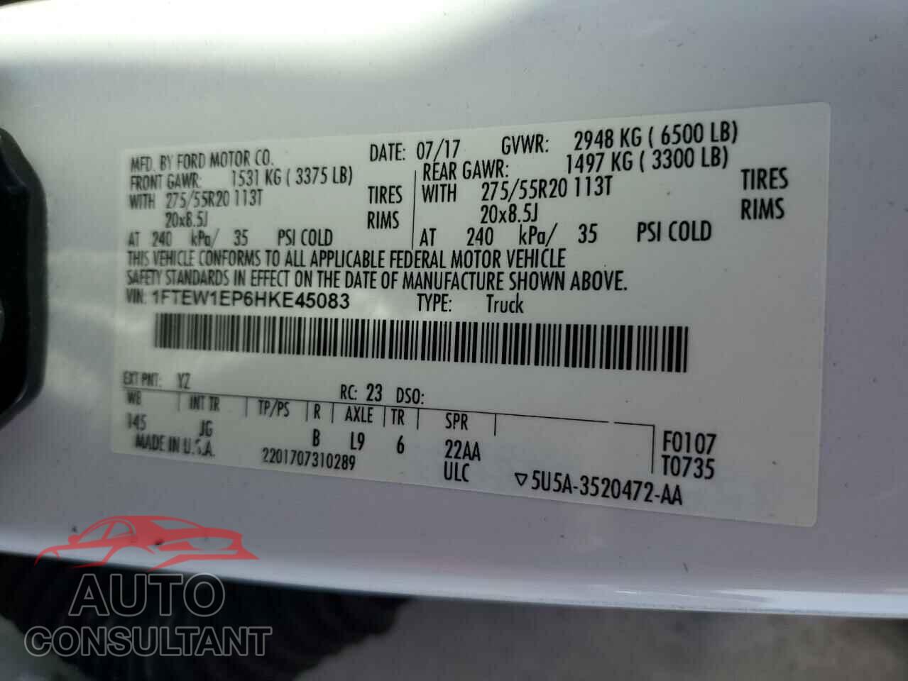 FORD F-150 2017 - 1FTEW1EP6HKE45083