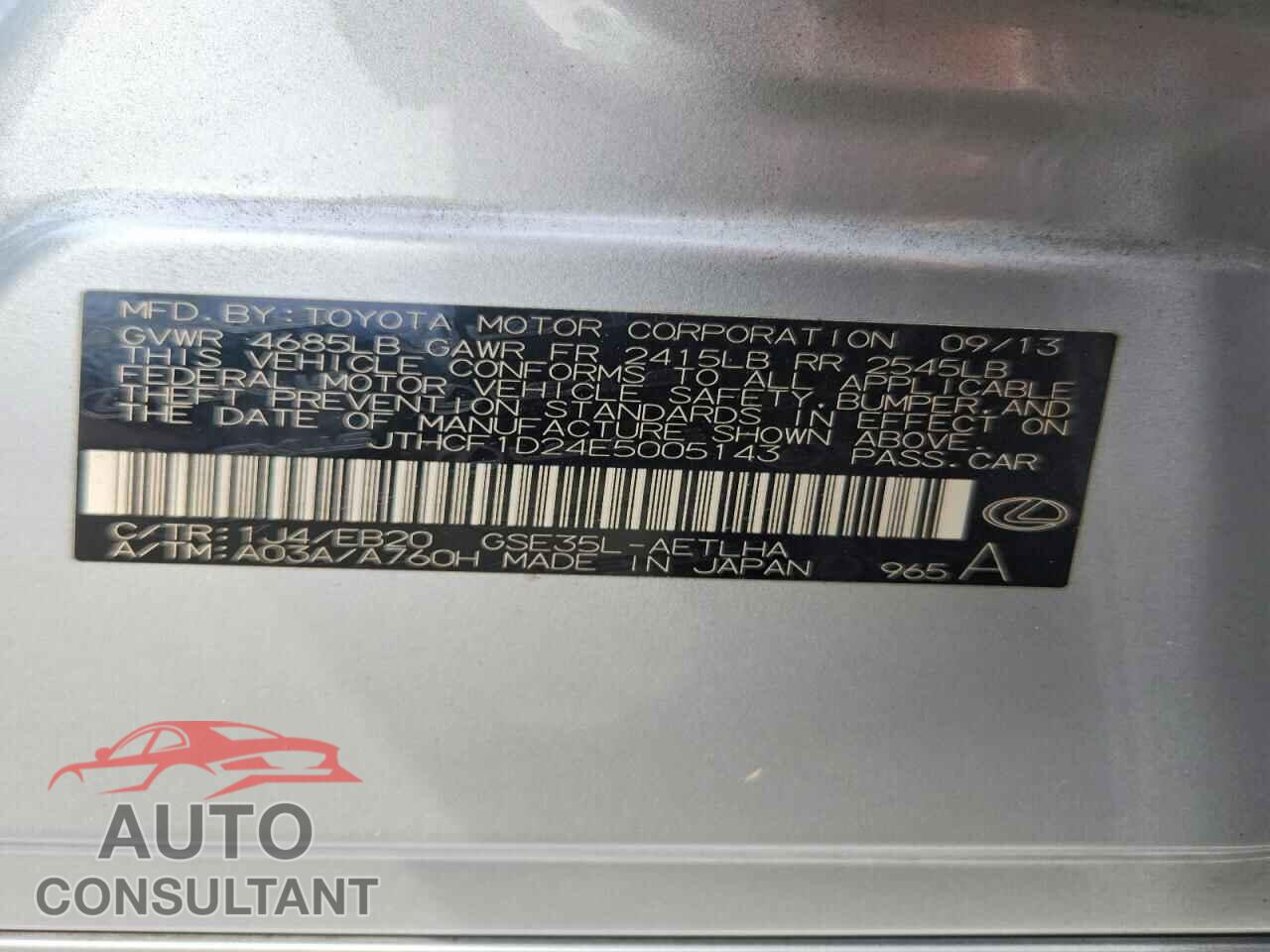 LEXUS IS 2014 - JTHCF1D24E5005143