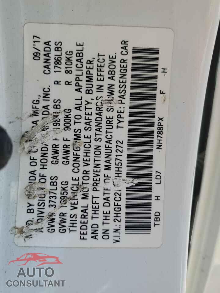 HONDA CIVIC 2017 - 2HGFC2F70HH571272