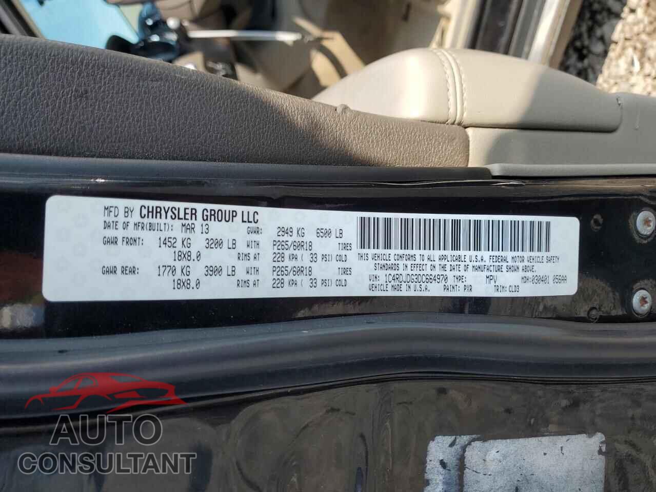 DODGE DURANGO 2013 - 1C4RDJDG3DC664970