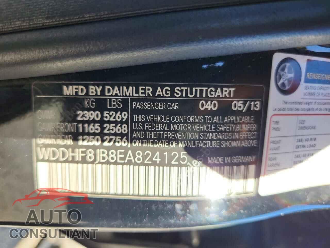MERCEDES-BENZ E-CLASS 2014 - WDDHF8JB8EA824125