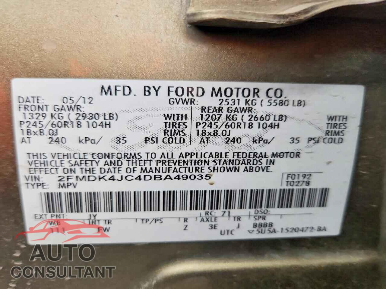 FORD EDGE 2013 - 2FMDK4JC4DBA49035