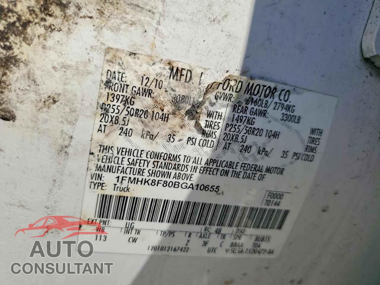 FORD EXPLORER 2011 - 1FMHK8F80BGA10655