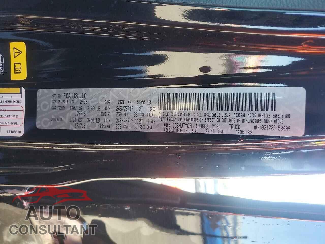 JEEP GLADIATOR 2020 - 1C6HJTAG7LL188880