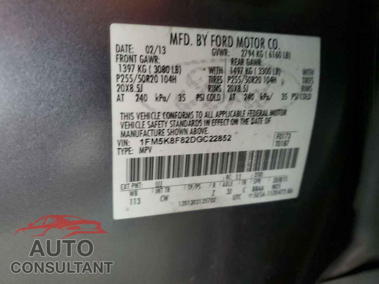 FORD EXPLORER 2013 - 1FM5K8F82DGC22852