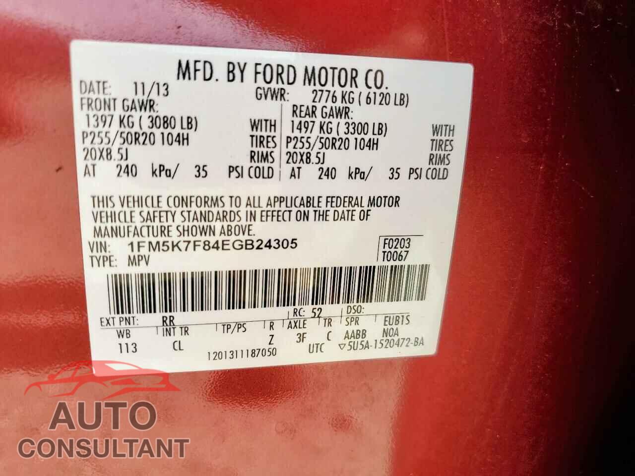 FORD EXPLORER 2014 - 1FM5K7F84EGB24305