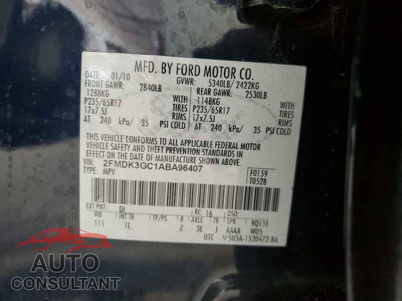 FORD EDGE 2010 - 2FMDK3GC1ABA96407