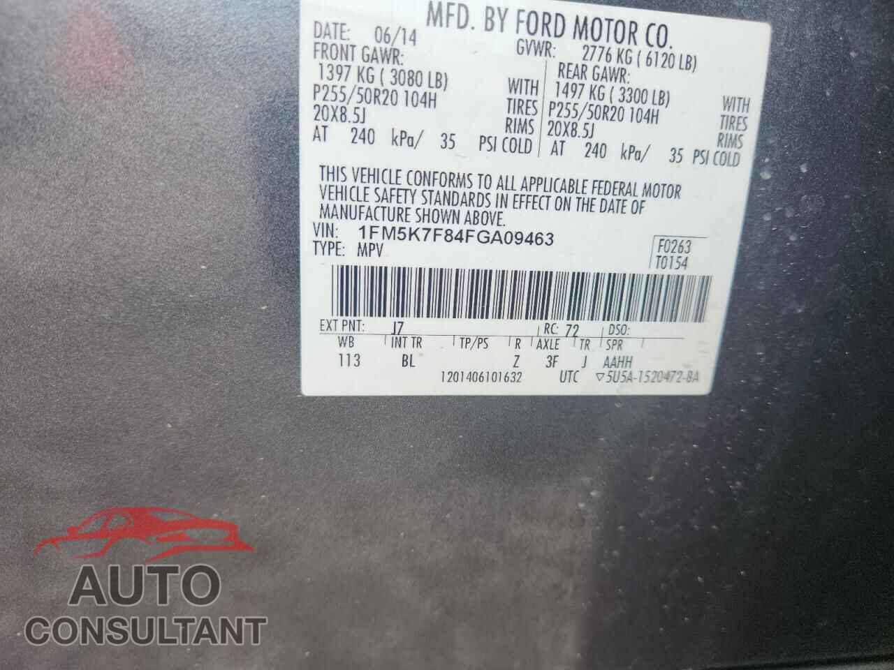 FORD EXPLORER 2015 - 1FM5K7F84FGA09463