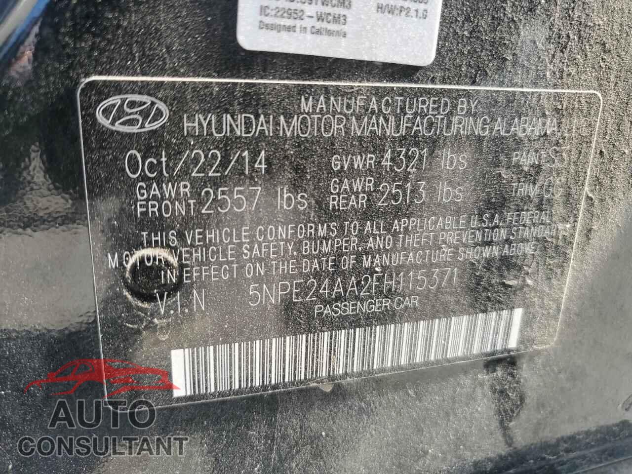 HYUNDAI SONATA 2015 - 5NPE24AA2FH115371