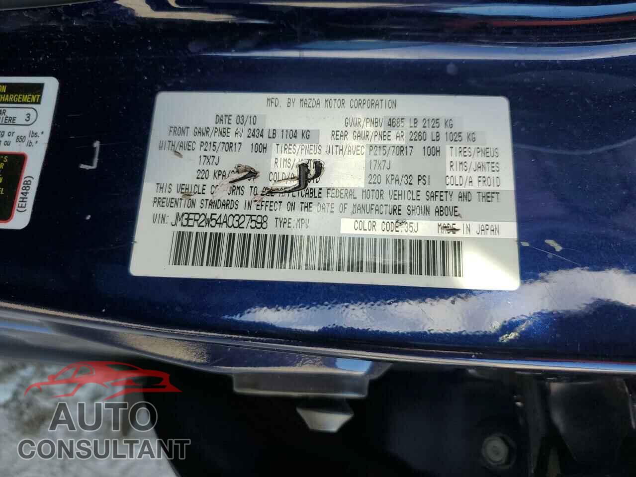 MAZDA CX-7 2010 - JM3ER2W54A0327598
