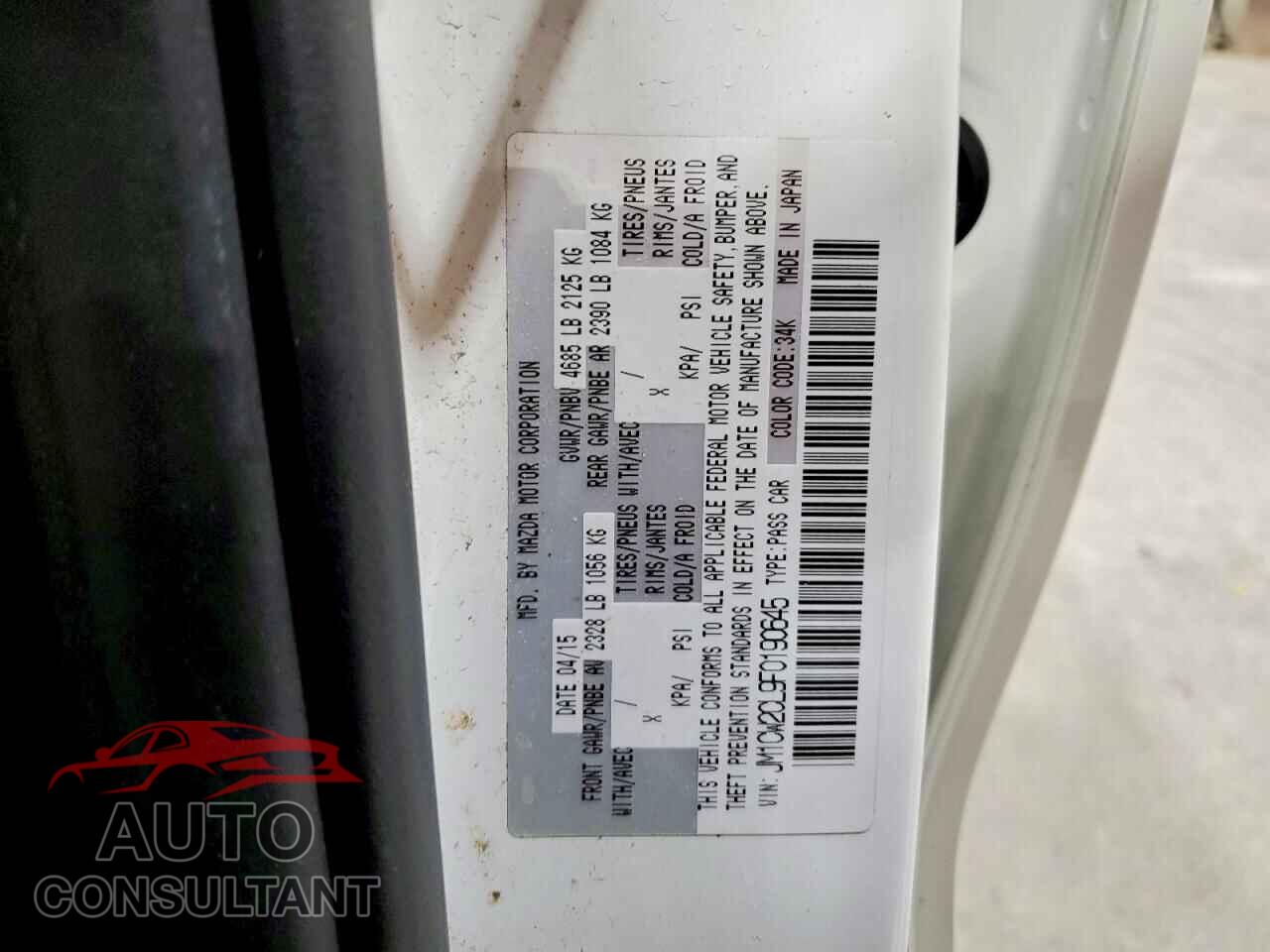 MAZDA 5 2015 - JM1CW2CL9F0190645
