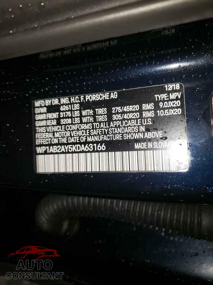 PORSCHE CAYENNE 2019 - WP1AB2AY5KDA63166