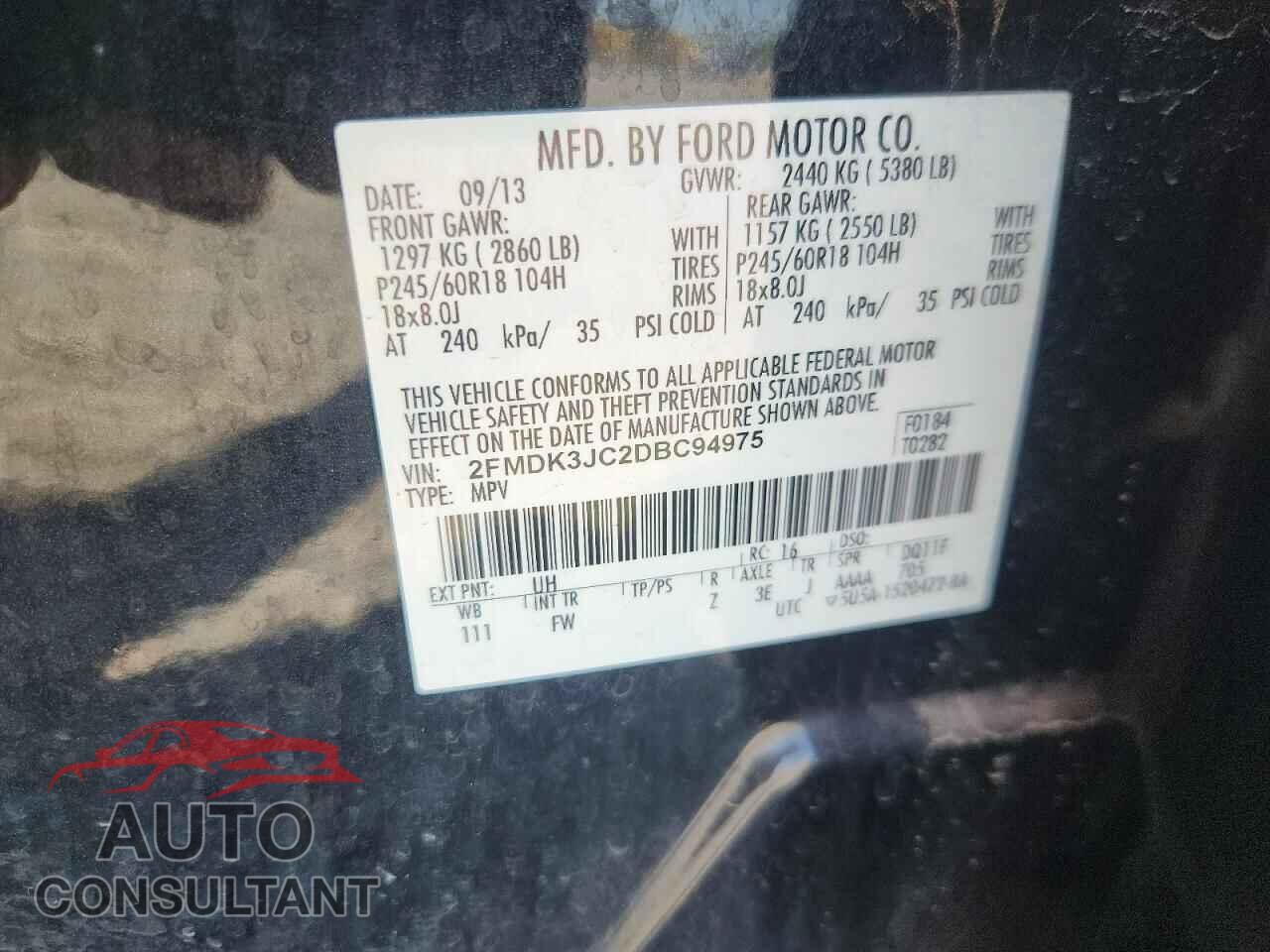 FORD EDGE 2013 - 2FMDK3JC2DBC94975
