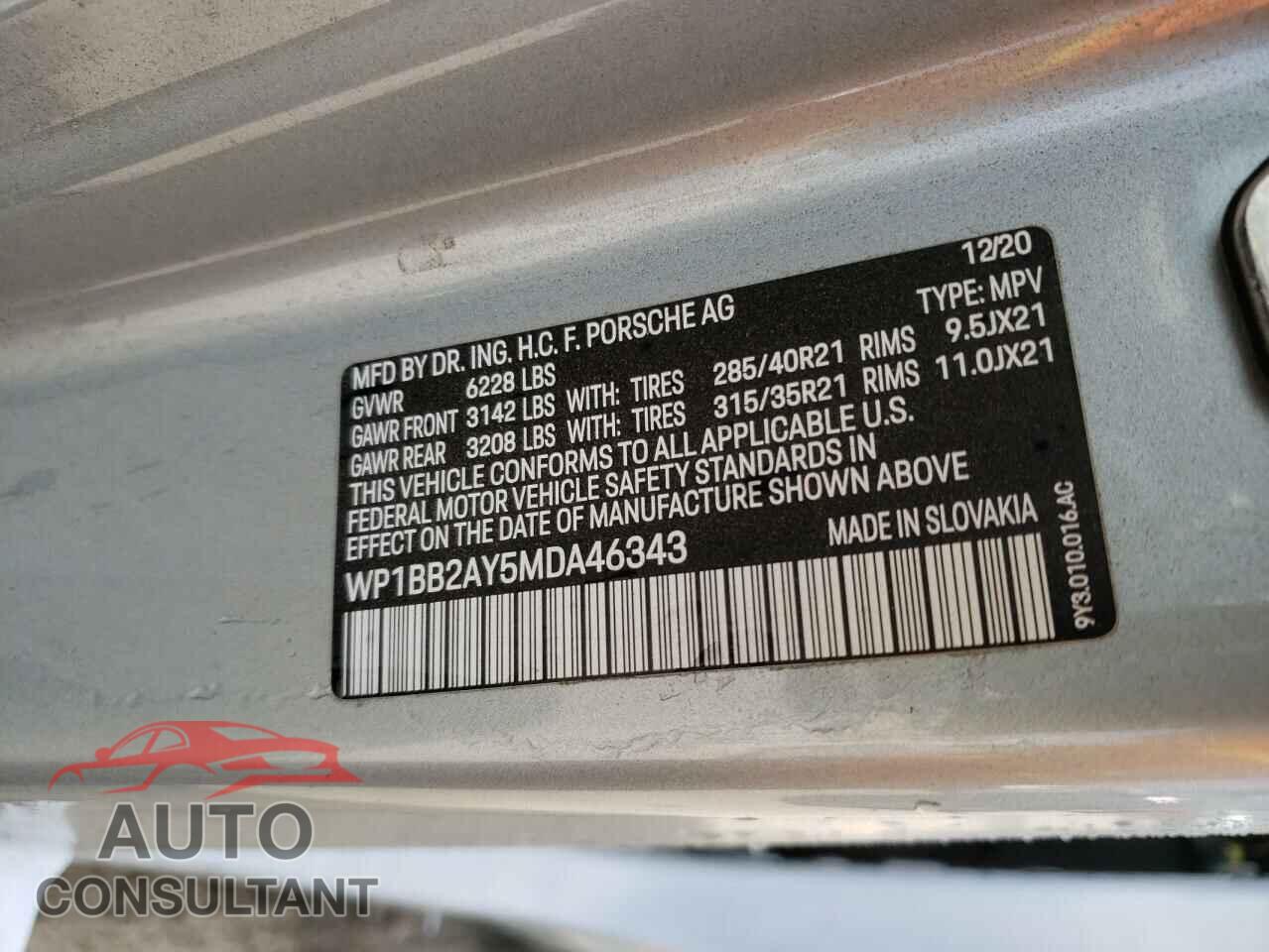 PORSCHE CAYENNE 2021 - WP1BB2AY5MDA46343