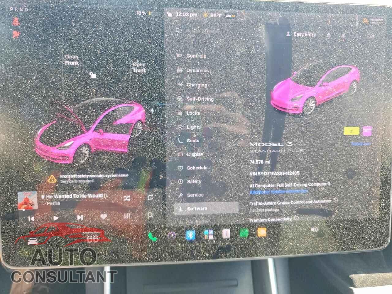 TESLA MODEL 3 2019 - 5YJ3E1EAXKF412405