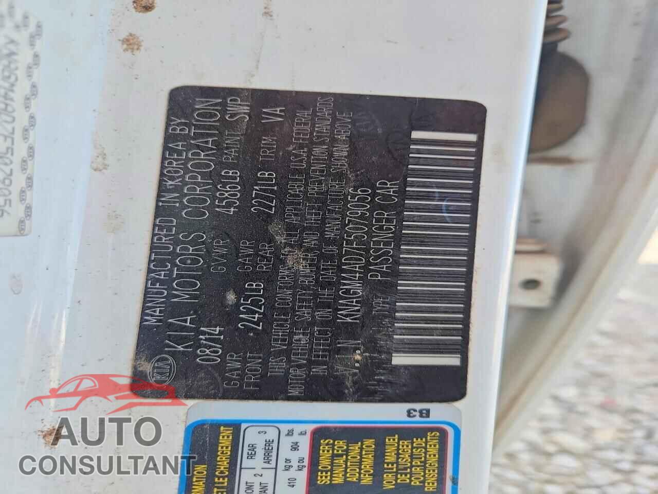 KIA OPTIMA 2015 - KNAGM4AD7F5079056