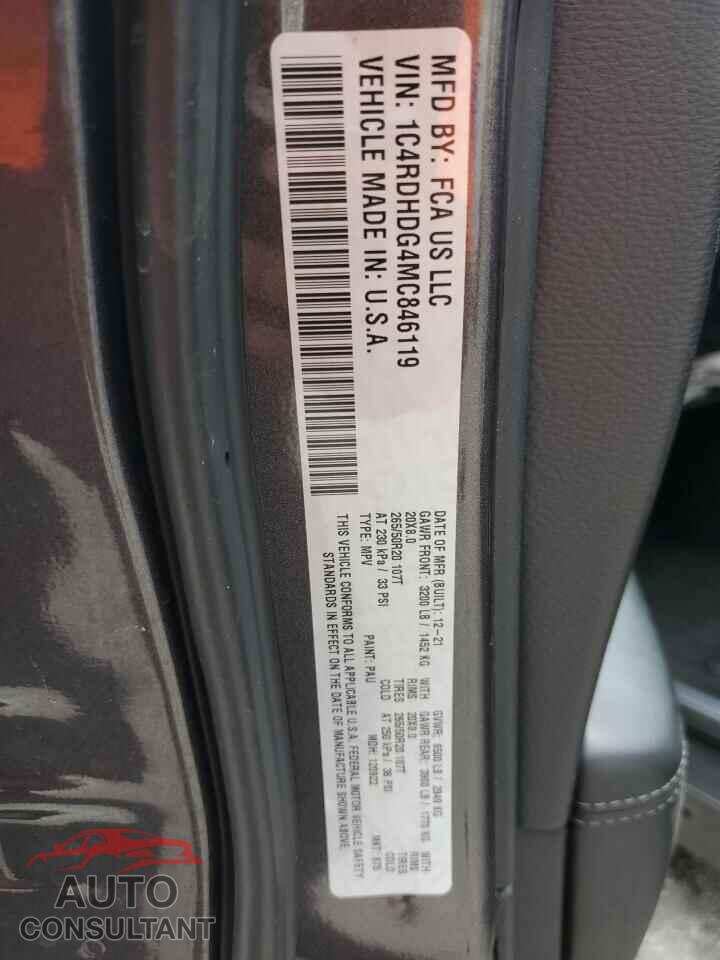 DODGE DURANGO 2021 - 1C4RDHDG4MC846119