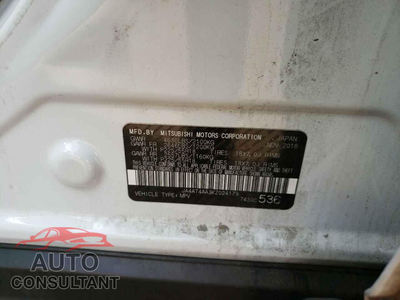 MITSUBISHI ECLIPSE 2019 - JA4AT4AA3KZ024179