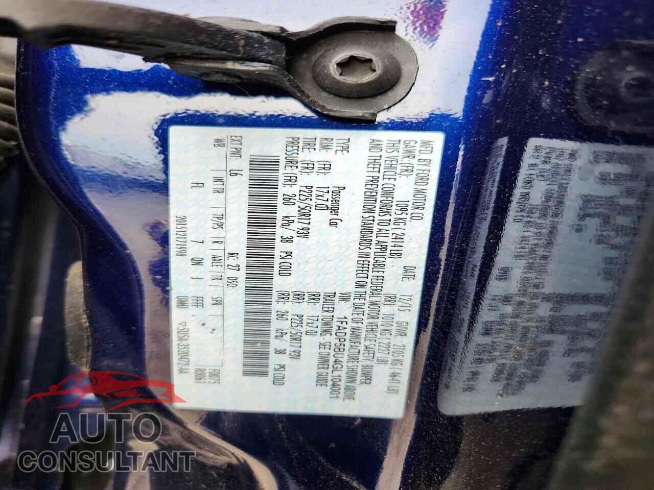 FORD CMAX 2016 - 1FADP5BU4GL104001