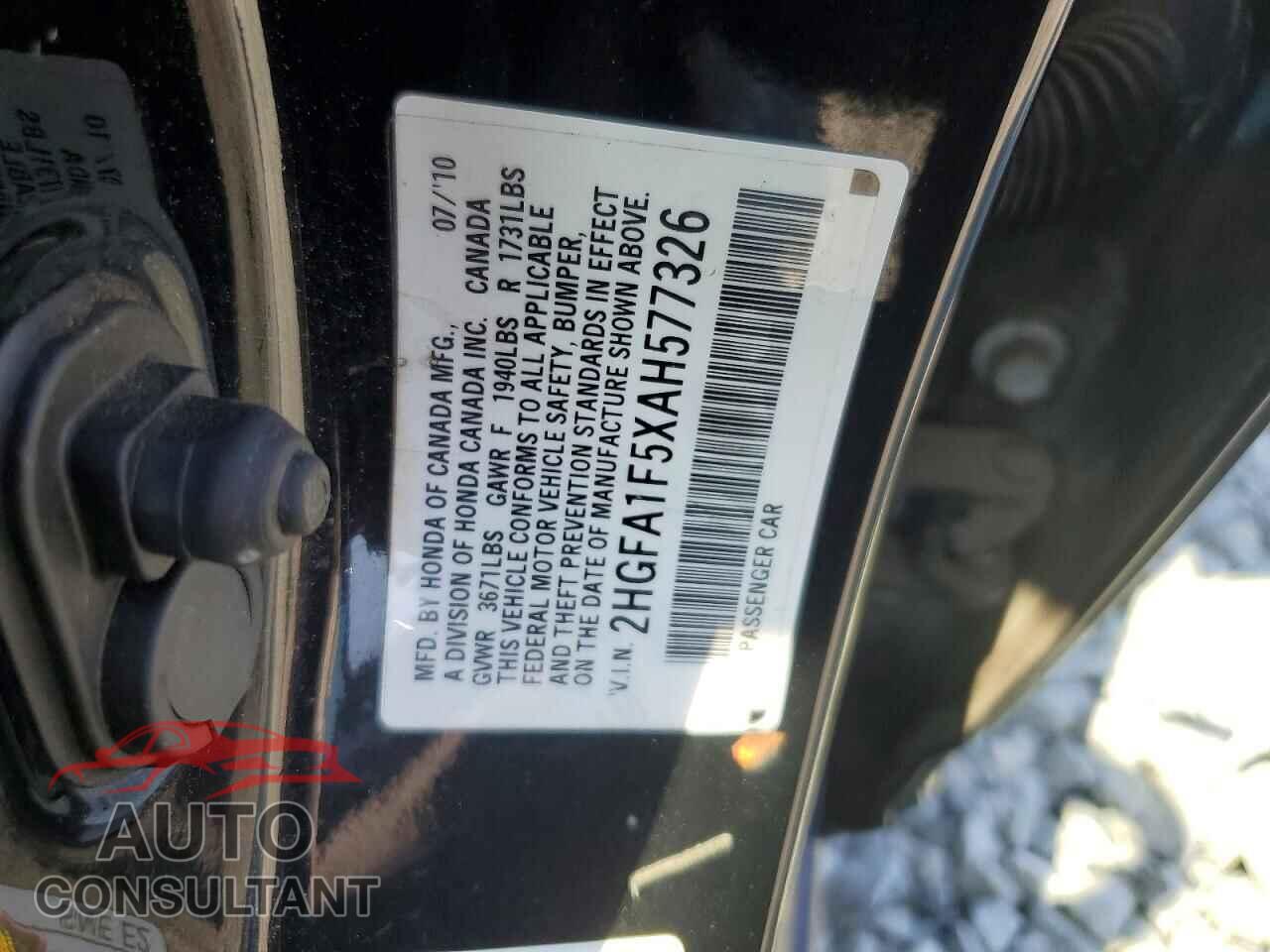 HONDA CIVIC 2010 - 2HGFA1F5XAH577326