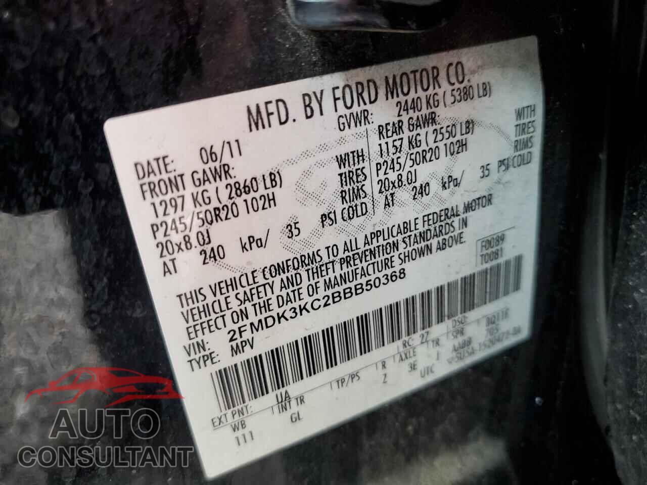 FORD EDGE 2011 - 2FMDK3KC2BBB50368