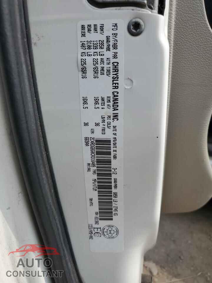 DODGE CARAVAN 2012 - 2C4RDGBG0CR316409