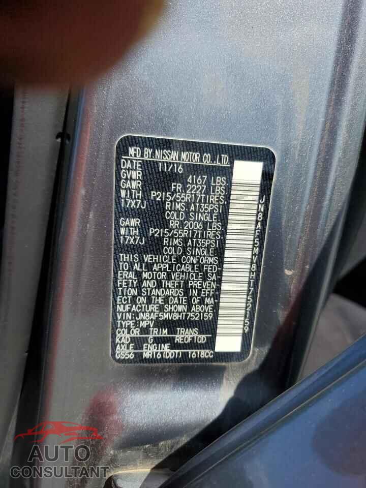 NISSAN JUKE 2017 - JN8AF5MV8HT752159