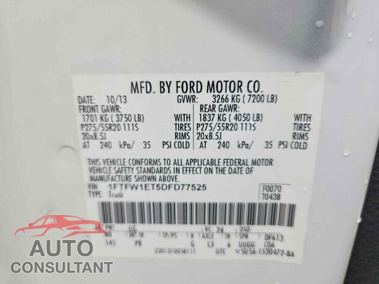 FORD F150 2013 - 1FTFW1ET5DFD77525