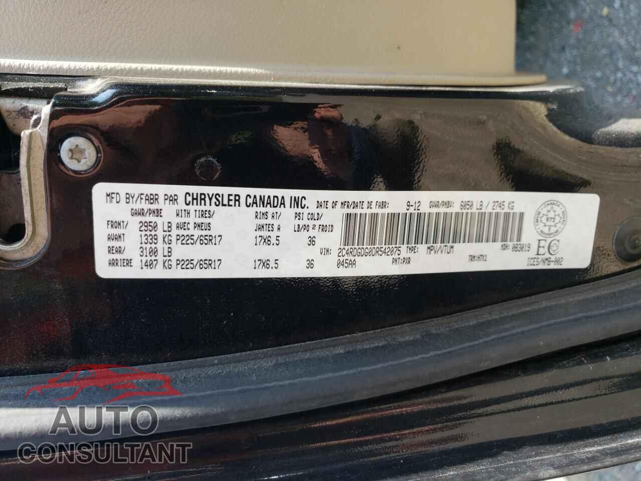 DODGE CARAVAN 2013 - 2C4RDGDG0DR542075