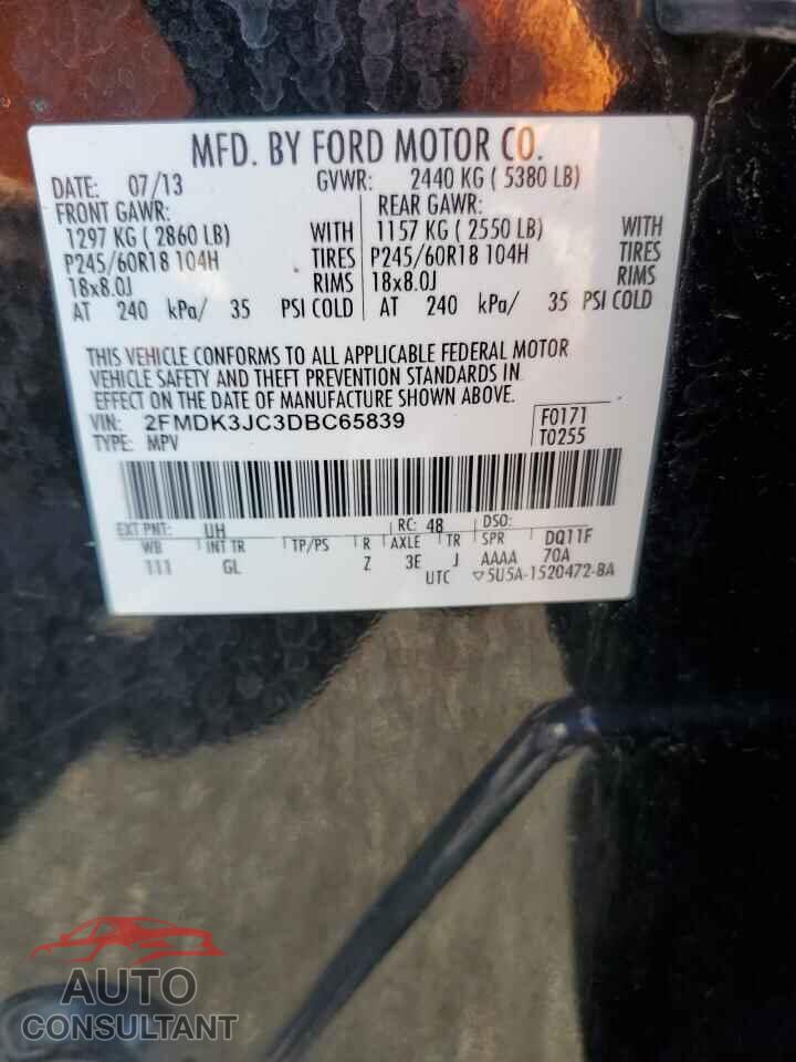 FORD EDGE 2013 - 2FMDK3JC3DBC65839