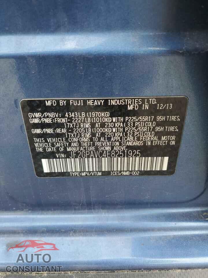 SUBARU XV 2014 - JF2GPAVC4E8251925