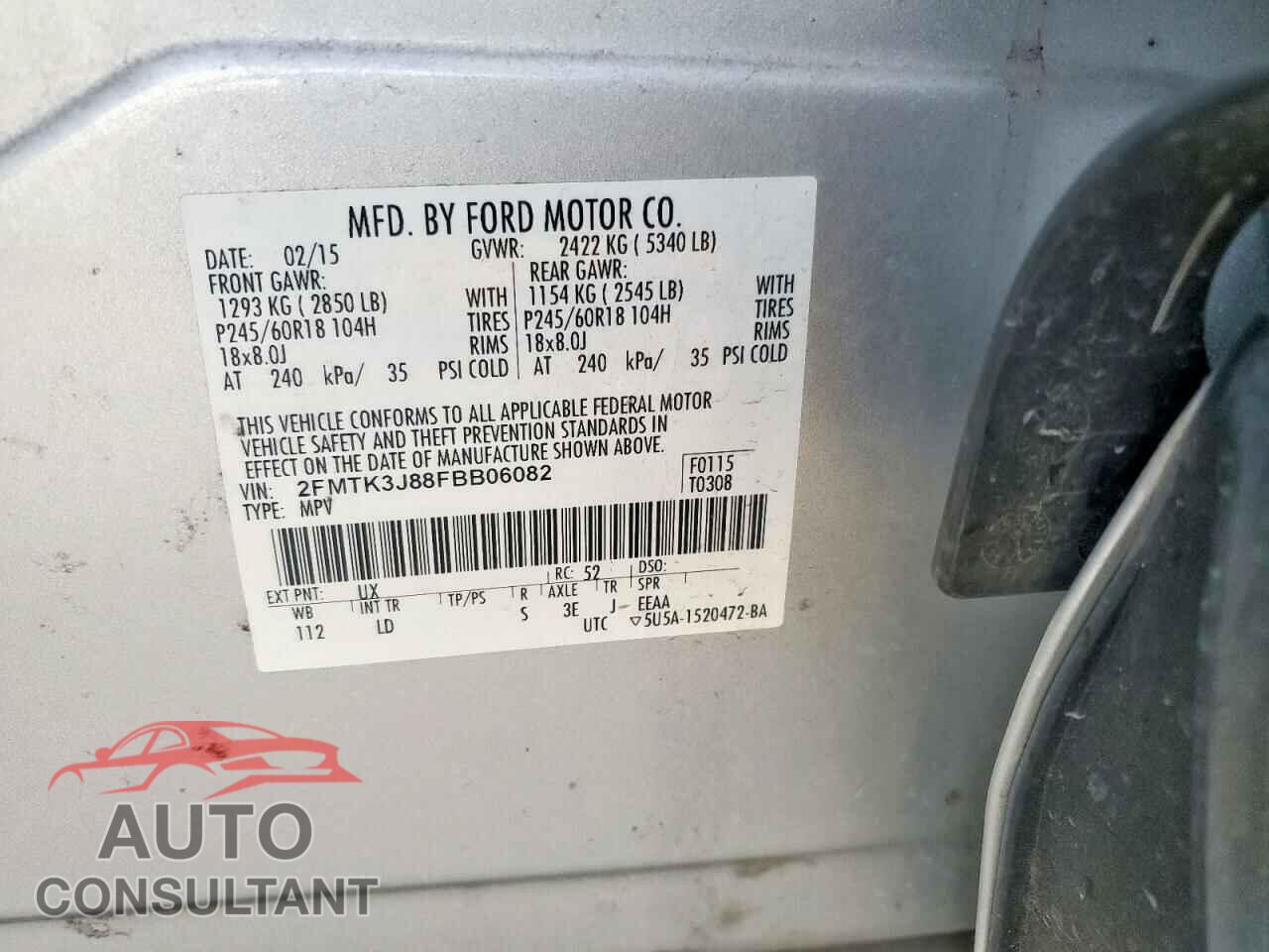 FORD EDGE 2015 - 2FMTK3J88FBB06082
