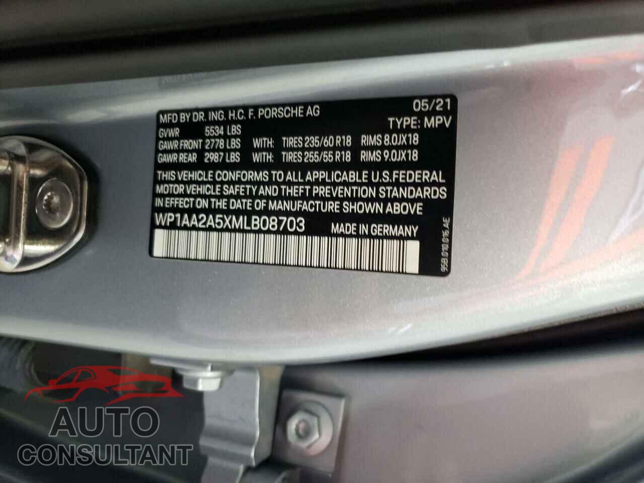 PORSCHE MACAN 2021 - WP1AA2A5XMLB08703