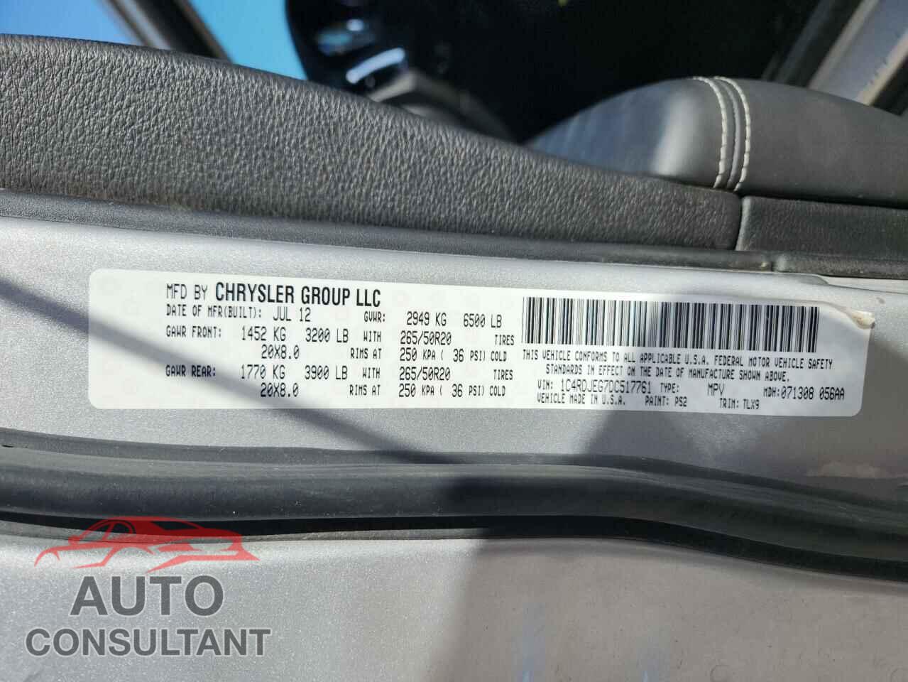 DODGE DURANGO 2013 - 1C4RDJEG7DC517761