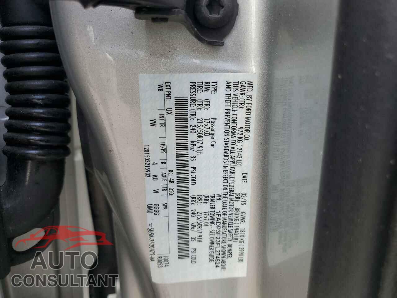 FORD FOCUS 2015 - 1FADP3F23FL274524
